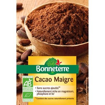 Bonneterre Cacao maigre bio, 250g