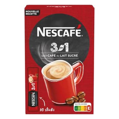Nescafé Préparation instantanée sucrée pour boisson goût café au lait, 10 sticks