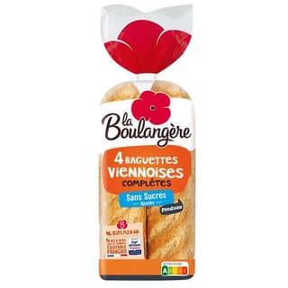 La Boulangère Baguettes viennoises complètes, 4 baguettes - 340g