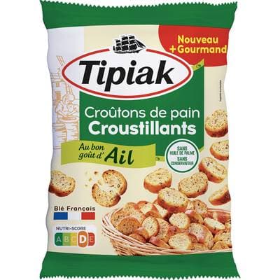 Tipiak Croûtons de pain à l'ail grillés au four, 220g