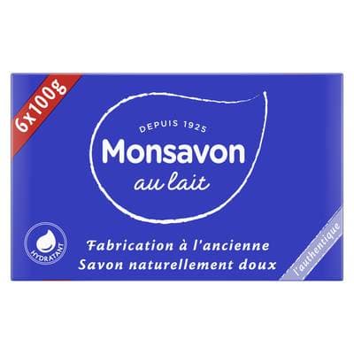 Monsavon Savons authentiques au lait naturellement doux, 6x100g