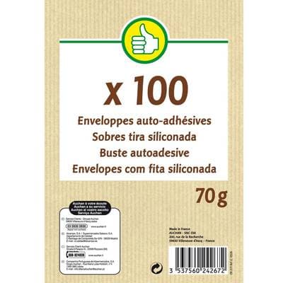 Pouce 100 enveloppes blanches auto-adhésives, Dimensions 114x162 mm
