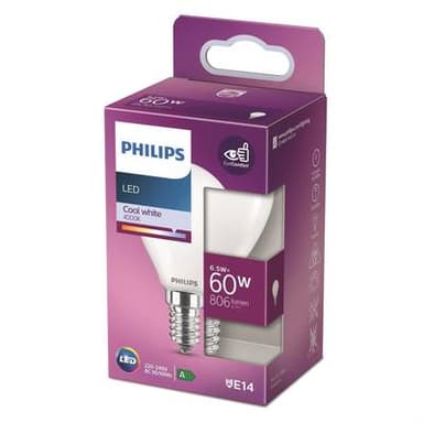 Philips Ampoule E14- 6,5W LED Classique Dépolie Blanc Froid, E14  60W