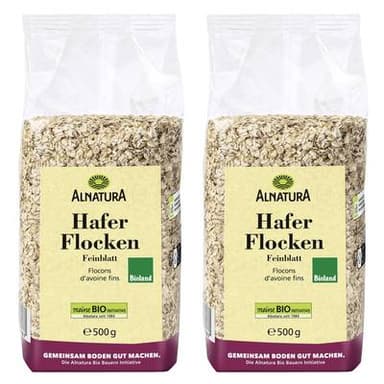 Alnatura Flocons d'avoine fin bio, Lot de 2x500g