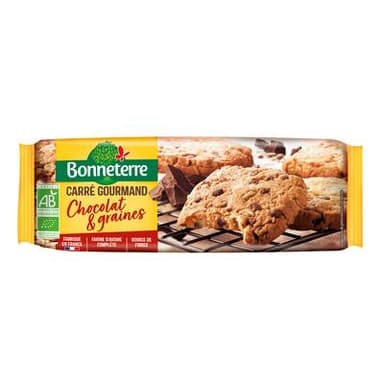 Bonneterre Carrés gourmands au chocolat et graines bio, 140g