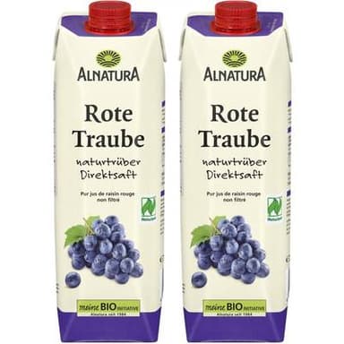 Alnatura Jus de raisin non filtré bio, Lot de 2x1L