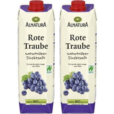 Alnatura Jus de raisin non filtré bio, Lot de 2x1L
