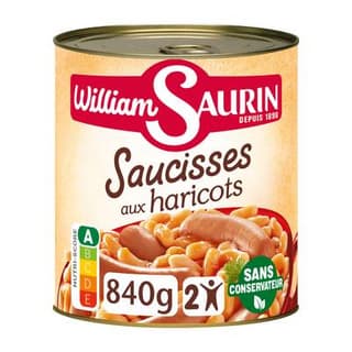 William Saurin Saucisses aux haricots, 840g
