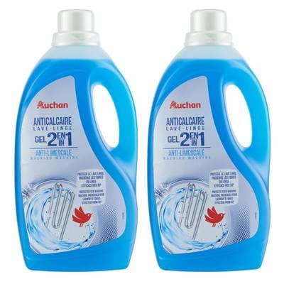 Auchan Gel anti-calcaire pour lave-linge 2 en 1, Lot de 2x2L
