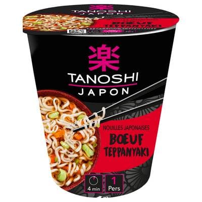 Tanoshi - Japon Nouilles Japonaises Saveur Boeuf Teppanyaki en cup, 65g