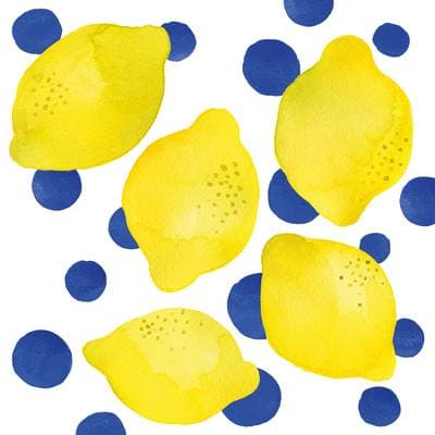 Paperproducts Design Serviette en papier Citron & Point bleu, 20 serviettes de 33 x 33 cm