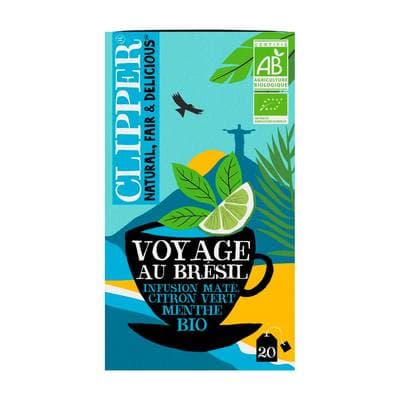 Clipper Infusion Voyage au Brésil - maté citron vert menthe bio, 20 sachets