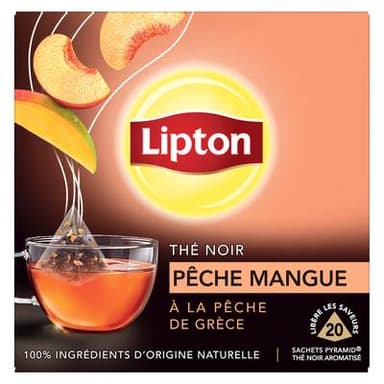 Lipton Thé Noir Mangue, 20 sachets