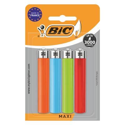 Bic Briquets à pierre Maxi couleurs assorties, 4 briquets