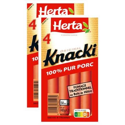 Herta Knacki Original  100% Pur Porc, Lot de 2x140g