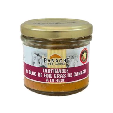 Panache Des Landes Tartinable Bloc de Foie Gras de Canard aux Figues, 80g