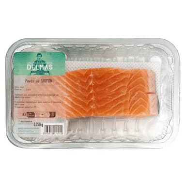 Delmas Pavé de saumon désarêté avec peau, Barquette de 250g