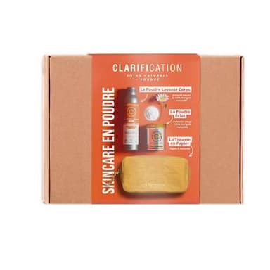 Clarification Coffret Skincare en Poudre - Poudre lavante, Exfoliant et Trousse, 2 pièces