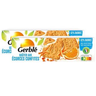 Gerblé Teneur Réduite 20 Goûters aux écorces confites -35% de sucres en moins, Lot de 2x360g