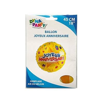 Dyna Party Ballon Rond Joyeux Anniversaire, 1 pièce