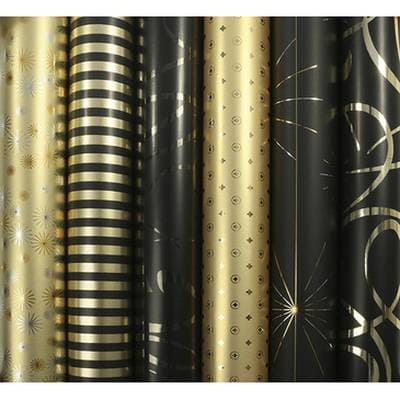 Clairefontaine Un rouleau de papier cadeau Premium Noir - Or, Dimensions  0,7 x 2 m