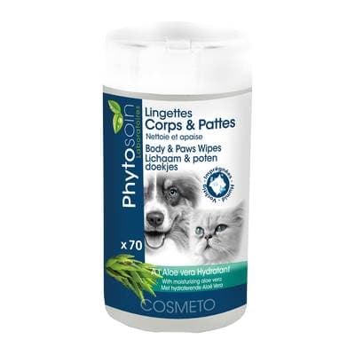 Phytosoin Lingettes Hygiène Corps et Pattes pour chien et chat, 70  lingettes