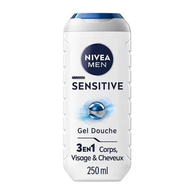 Nivea Men Gel douche Sensitive 3 en 1, aux extraits de bambou, 250ml