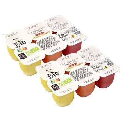 Auchan BIO Fromage frais aux fruits bio, Lot de 2 - 6x50g