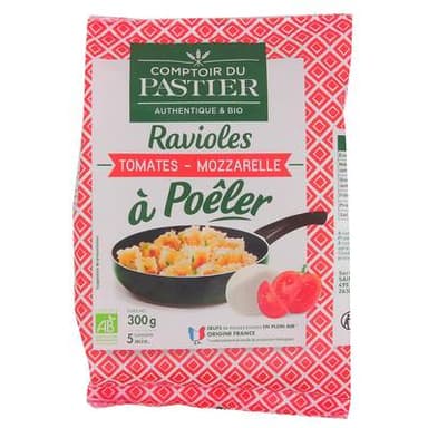 Comptoir Du Pastier Ravioles à Poêler, Tomates Mozzarelle Bio, 300g