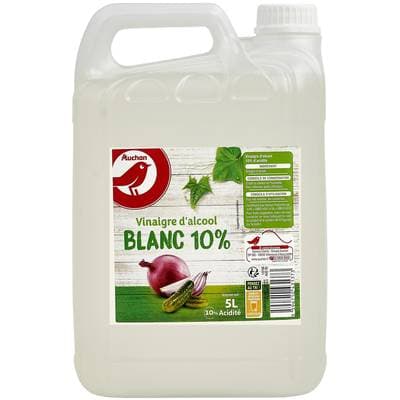 Auchan Vinaigre d'Alcool blanc 10% d'Acidité en bidon, 5L