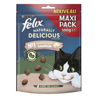 Purina - Félix Naturally Delicious Saumon Epinard - Friandise pour chat, 180g