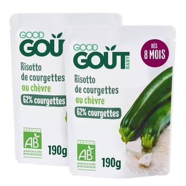 Good Goût Risotto de Courgettes au Chèvre Bio Sachet Bébé Dès 8 mois, Lot de 2x190g