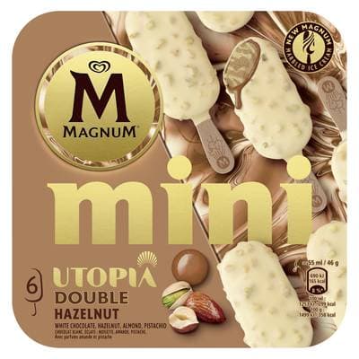 Magnum Mini bâtonnets chocolat blanc, amandes, noisettes et pistaches, 6 bâtonnets - 276g