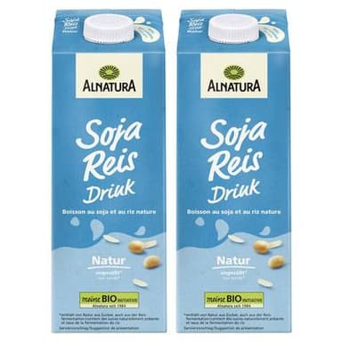 Alnatura Soja Riz Boisson Végétale Bio, Lot de 2x1L
