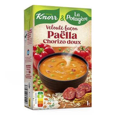 Knorr & La Potagère Soupe Velouté Façon Paëlla Chorizo Doux, 1 L