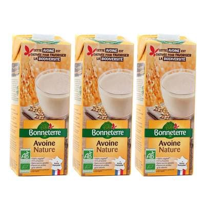 Bonneterre  Boisson avoine nature bio, Lot de 3x1L