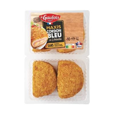 Le Gaulois Cordon Bleu Emmental Fondu et Tranche de Jambon, 10x100g