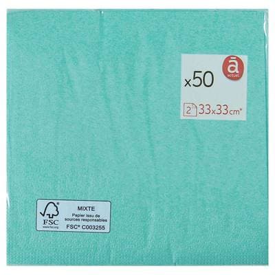 ACTUEL Serviette Unie menthe 33 x 33 cm, 50 serviettes