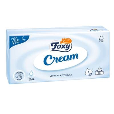Foxy Boîte de mouchoirs Cream 4 épaisseurs, 75 mouchoirs