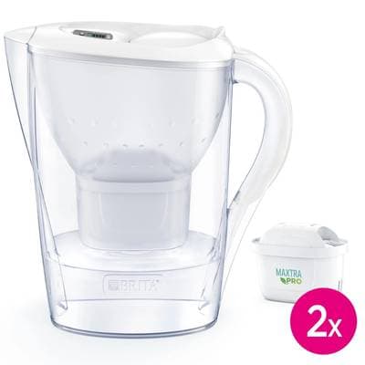 BRITA Carafe filtrante Marella blanche + 2 cartouches incluses, 2,4 L