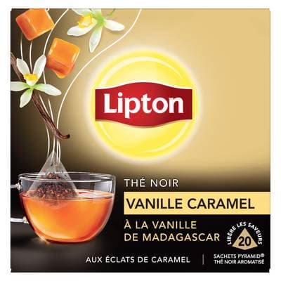Lipton Thé Noir Caramel Vanille, 20 sachets