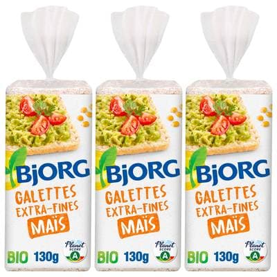 Bjorg Galettes de maïs extra fines Bio, Lot de 3x130g