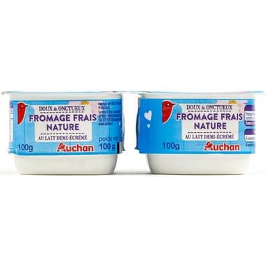 Auchan Fromage frais nature au lait demi-écrémé, 4x100g