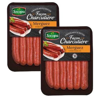 Socopa Merguez Véritables Façon Charcutière, Lot de 2x6x55g