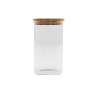 Point virgule Bocal en verre avec couvercle en bambou, 1L