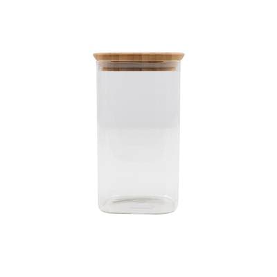 Point virgule Bocal en verre avec couvercle en bambou, 1L