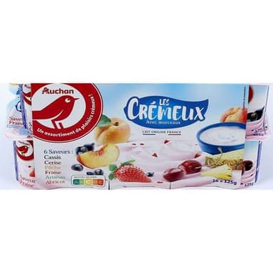 Auchan Yaourt aux fruits avec morceaux - Recette crémeuse, 16x125g