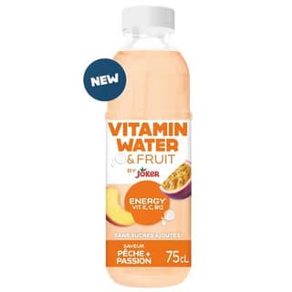 Joker Vitamin Water & Fruit Eau aromatisée pêche passion, 75cl