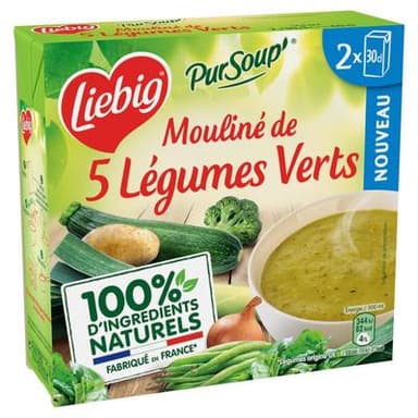 Liebig Soupe Mouliné de 5 Légumes Verts, 2x30cl