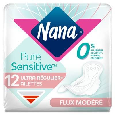 Nana Serviette hygiénique normal avec aillettes, 12 pièces